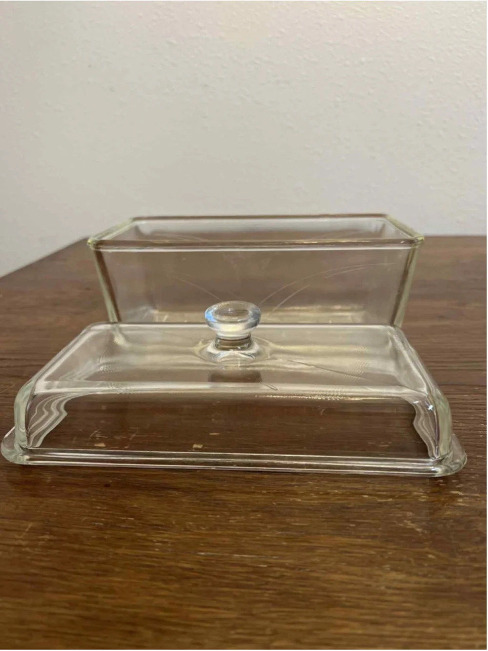 Vintage Wheaton Glass Refrigerator Dish with Lid 9” Clear Glass Storage Box MCM